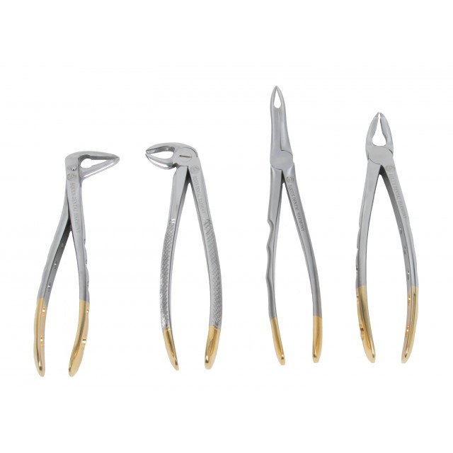 Set of 4 wolf teeth forceps