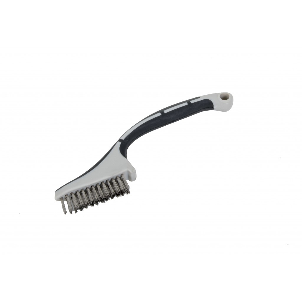 Stainless steel brush for equine dentistry equipment.